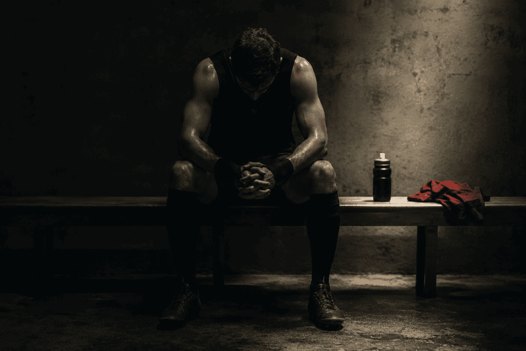 artistic image of an athlete in a quiet pre-performance moment