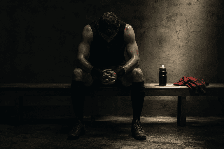 artistic image of an athlete in a quiet pre-performance moment